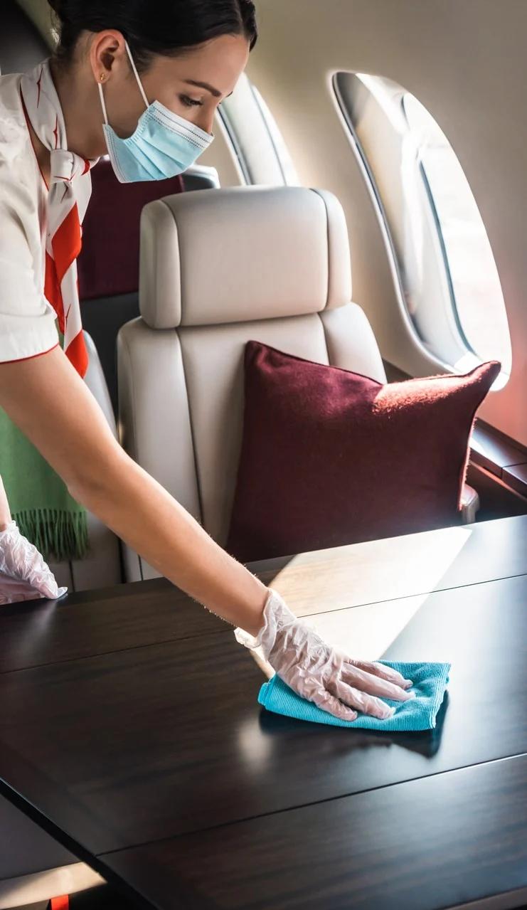 VistaJet Sanitising the Cabin